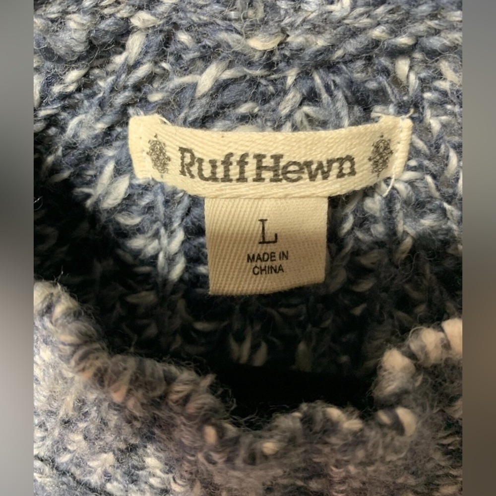 3/$20 Ruff Hewn Blue and White Knit Sweater LARGE - Picture 5 of 13